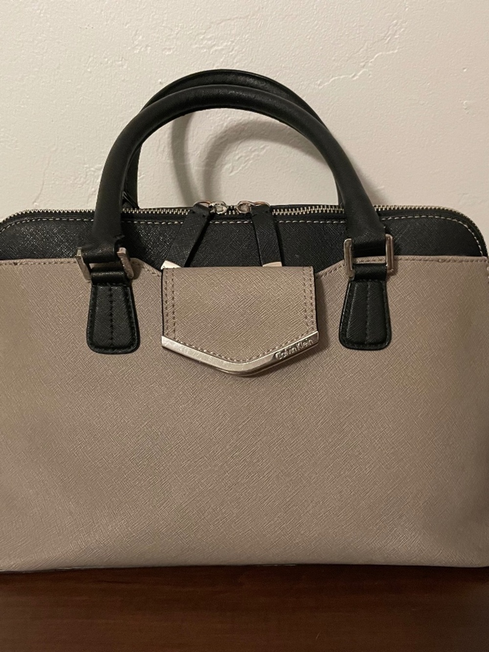 Grey and black Calvin Klein purse